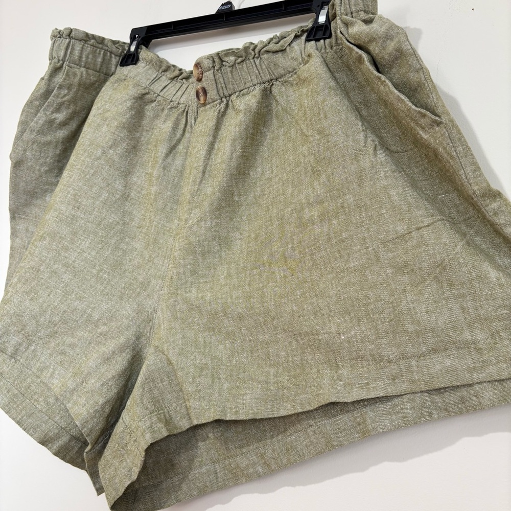 Ava & Viv Plus Size 3X Green Linen Rayon High Rise Pull On Beach Bermuda Shorts - Picture 6 of 16